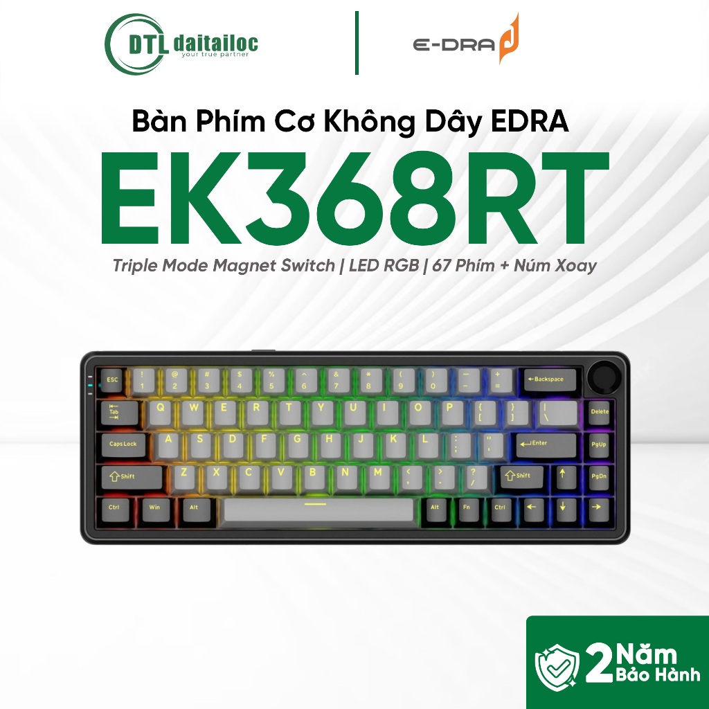 Bàn phím cơ không dây gaming 3 Mode E-dra EK368RT